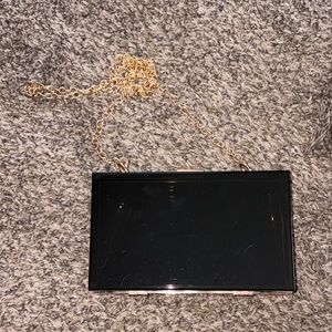 Black Clutch with Gold Chain